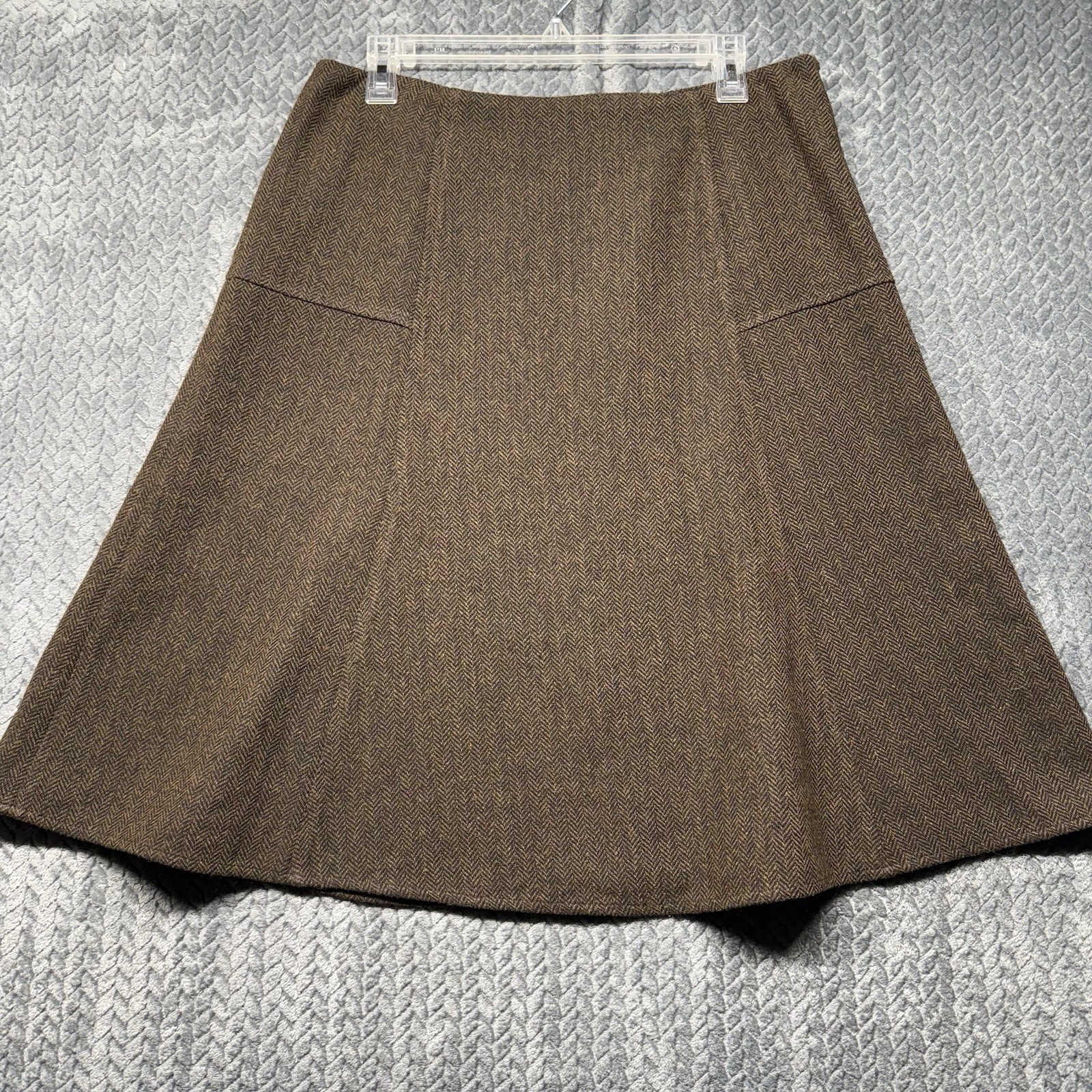Sundance Skirt Women’s Size 12 Brown Wool Blend Herringbone A-Line Lined